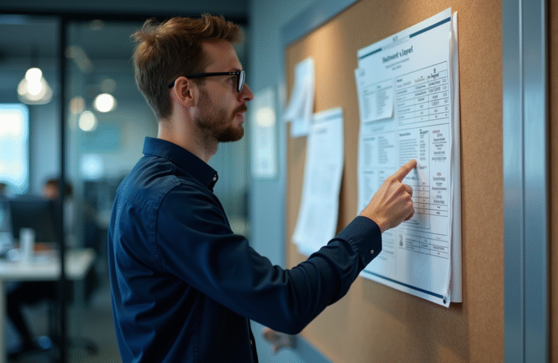 Jeune professionnel IT analysant un diagramme OSI