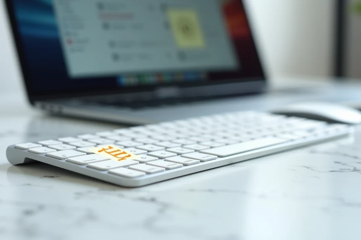 Clavier Apple Magic Keyboard avec note pour raccourci tilde sur Mac pour la programmation