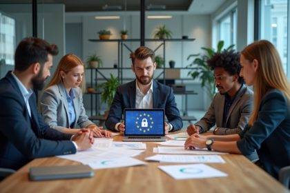 Groupe de professionnels IT collaborant sur la conformité GDPR