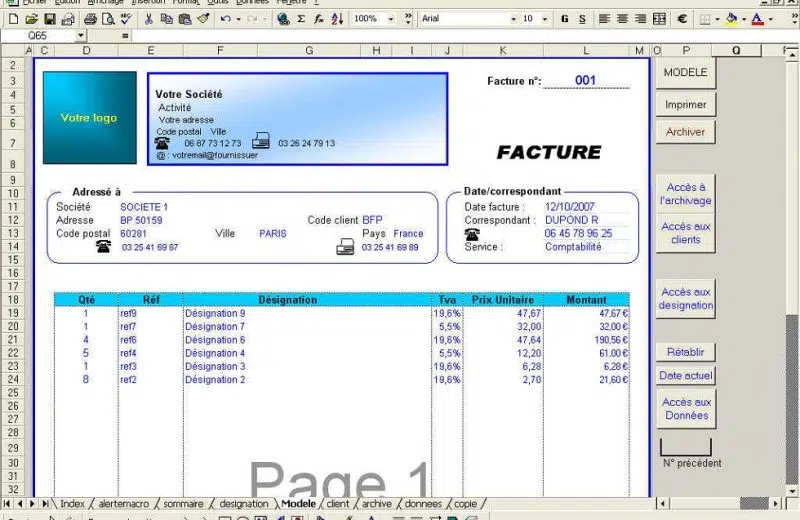 Gérez vos factures avec Excel