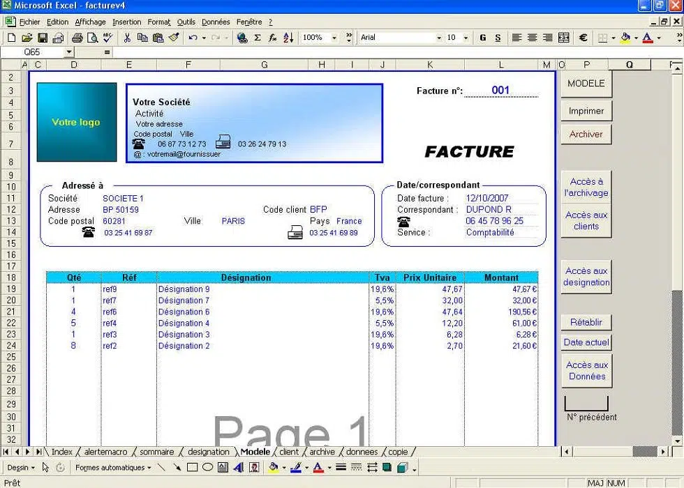 Gérez vos factures avec Excel