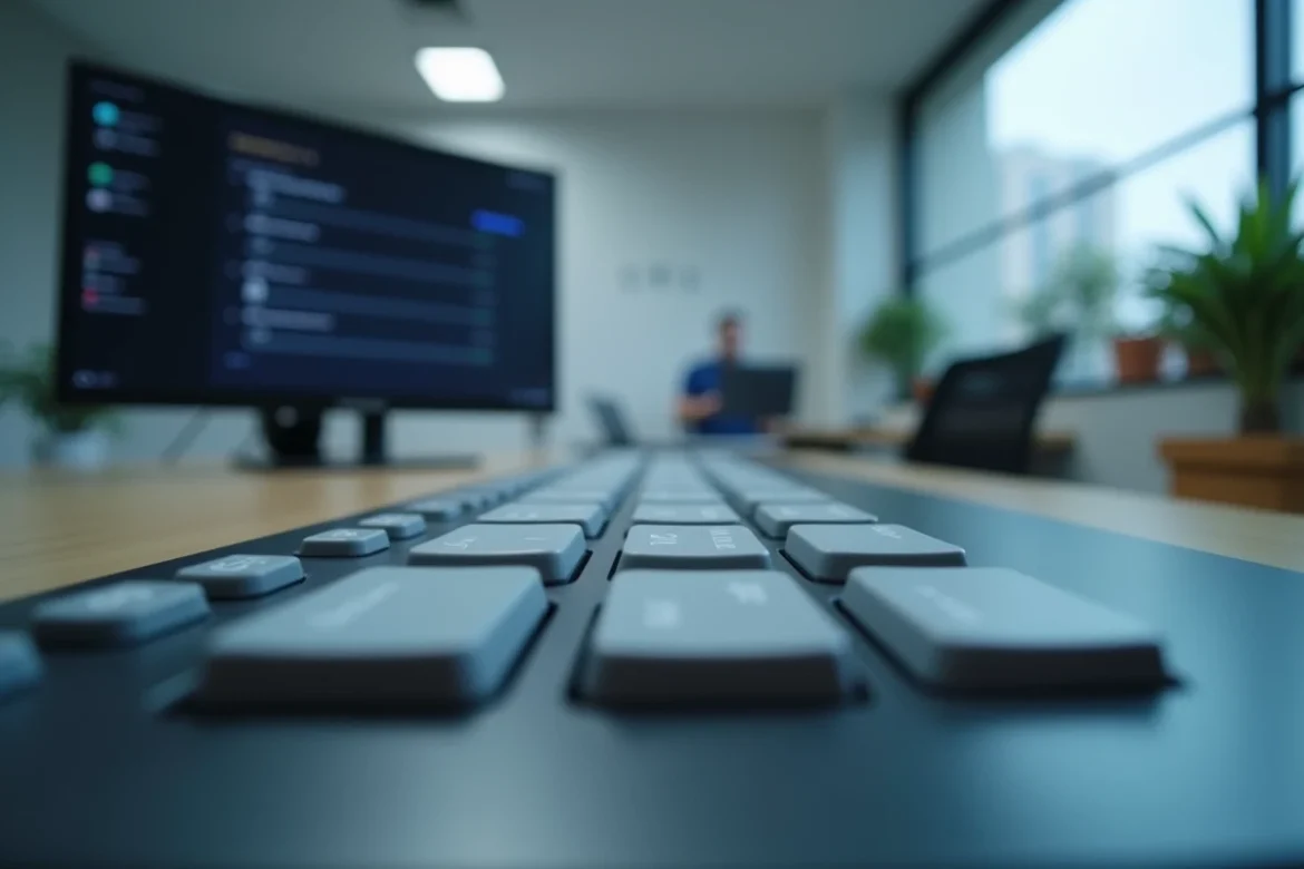 Gros plan sur un clavier AZERTY avec une touche mal configurée affichant un arobase
