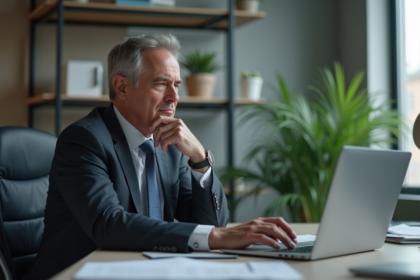Homme d affaires en bureau moderne pensif
