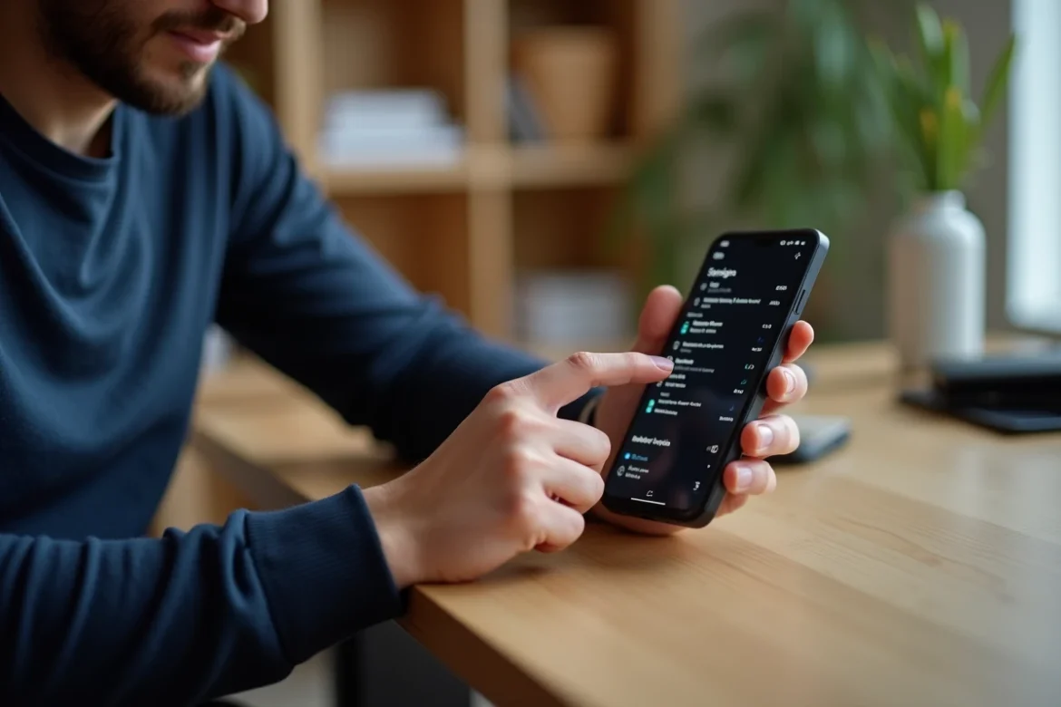 Homme tenant un Huawei P10 Lite et naviguant dans les paramètres Android pour optimiser les performances du smartphone