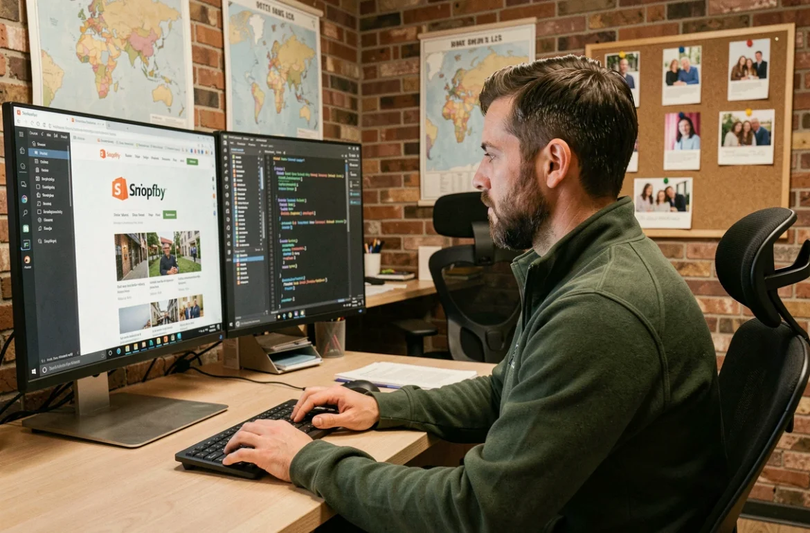Développeur de MIG Agence travaillant sur un projet e-commerce et développement web Shopify en région