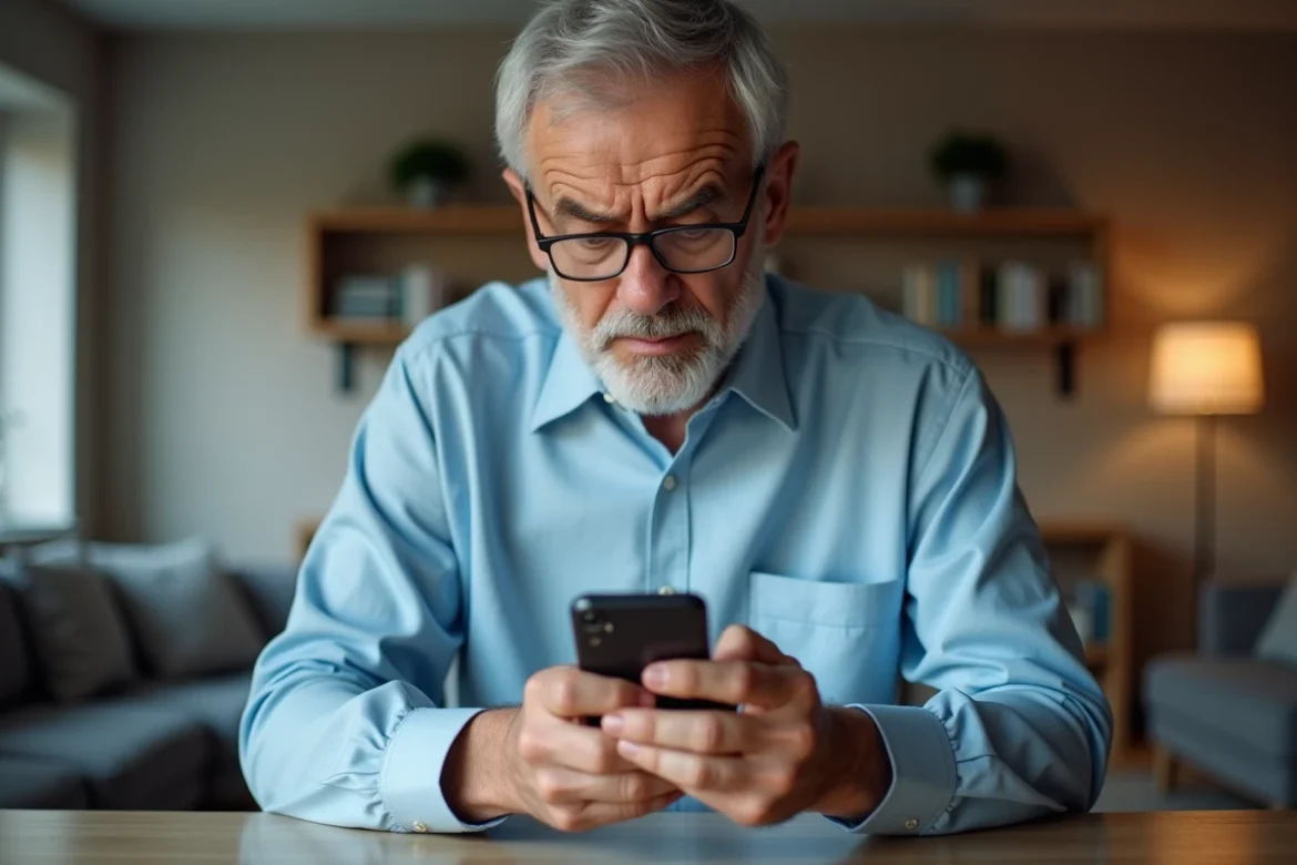 Parent vérifiant son smartphone pour résoudre un problème d'accès au portail scolaire Oze 92