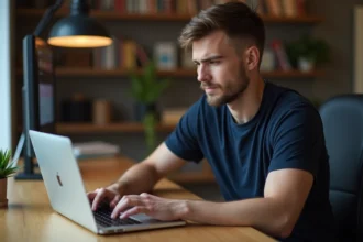 Développeur utilisant le raccourci clavier Mac pour taper le caractère tilde en programmation
