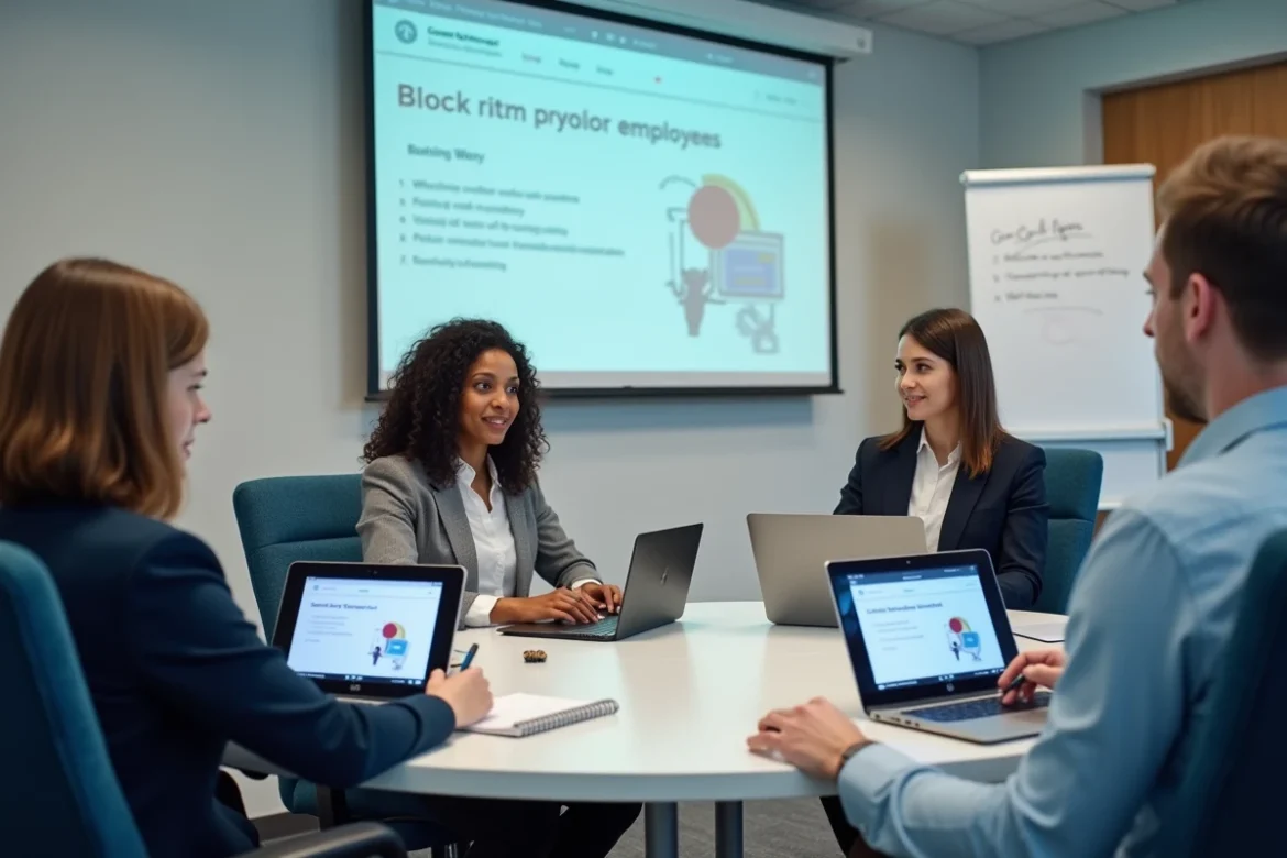 Groupe de nouveaux recrutés de la Ville de Marseille lors d'une session d'intégration collective découvrant les étapes de connexion à la plateforme Connect
