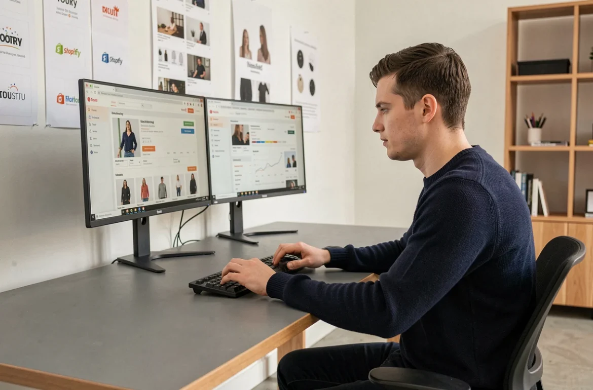 Développeur web de l'agence Yield Studio à Tours travaillant sur une boutique Shopify en e-commerce
